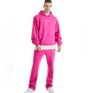 Boohoo Mens Medium Fuchsia Sweatpants and hoodie set